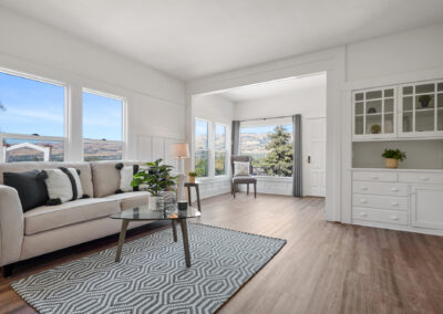 Photo of a farmhouse living room with a view
